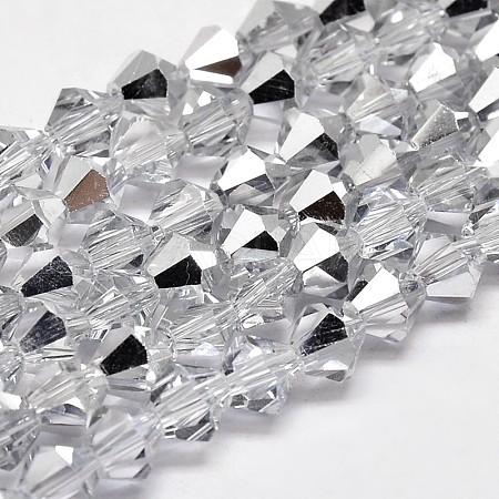 Electroplate Faceted Bicone Imitation Austrian Crystal Glass Beads Strands GLAA-F029-5x5mm-B01-1