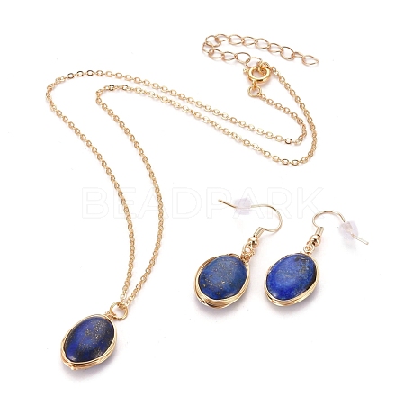 Natural Lapis Lazuli Pendant Jewelry Sets SJEW-JS01130-03-1