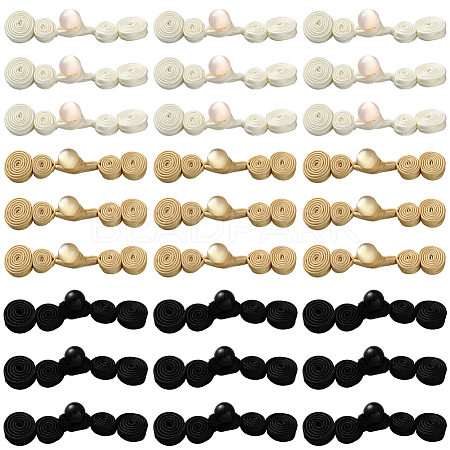 30Pcs 3 Colors Handmade Chinese Frog Knot Buttons Sets AJEW-CY0001-50-1