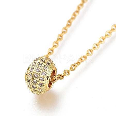 Brass Micro Pave Clear Cubic Zirconia Pendant Necklaces NJEW-A127-16G-1