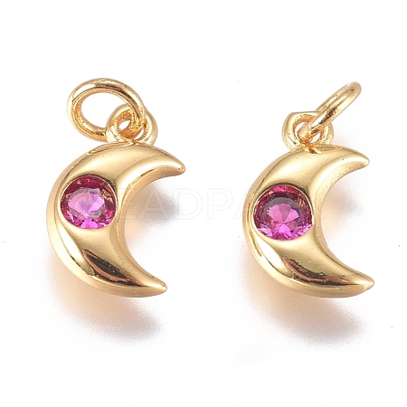 Brass Micro Pave Cubic Zirconia Charms ZIRC-G168-56G-02-1
