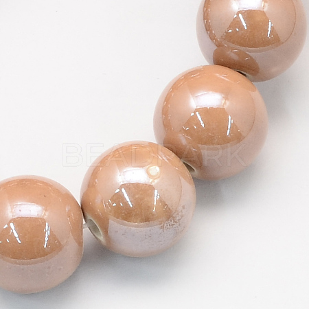 Pearlized Handmade Porcelain Round Beads PORC-S489-10mm-13-1