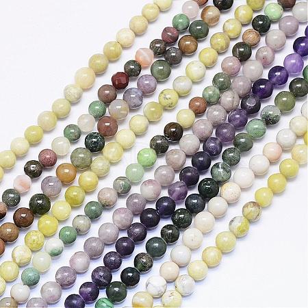 Natural Assorted Stone Round Bead Strands G-F425-09-1
