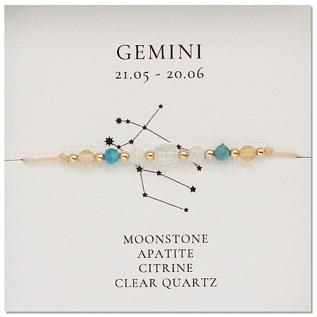 Natural stone constellation bracelet with 12 zodiac signs X-NR2952-9-1