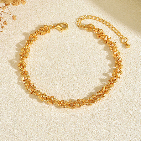 Brass Textured Ring Link Chain Anklets for Women HE5462-1
