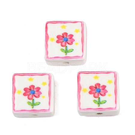 Printed Handmade Porcelain Beads PORC-G016-04A-1