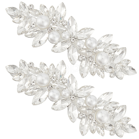 2Pcs Alloy with Glass Rhinestone Hair Barrettes OHAR-BBC0001-01-1