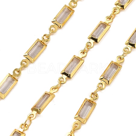 Brass Glass Rectangle Link Chains CHC-R001-01G-02-1
