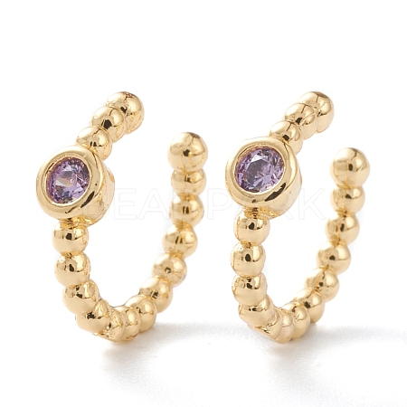 Brass Micro Pave Cubic Zirconia Cuff Earrings EJEW-H109-01I-G-1