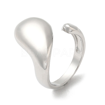 Rack Plating Brass Blank Teardrop Open Cuff Rings RJEW-E290-03P-1