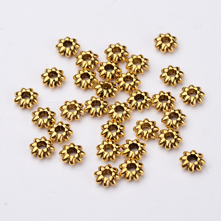 Tibetan Style Alloy Flower Spacer Beads TIBEB-0885-AG-LF-1