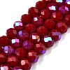 Electroplate Opaque Solid Color Glass Beads Strands EGLA-A044-P8mm-L02-1