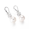 Shell Pearl Dangle Earrings EJEW-G263-14-2