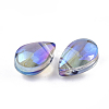 Electroplate Glass Charms EGLA-T014-04B-2