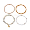 4Pcs 4 Styles 6mm Round Natural Flower Amazonite & Glass Beaded Stretch Bracelet Sets BJEW-JB10605-4