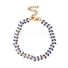Enamel Ear of Wheat Link Chains Bracelet BJEW-P271-02G-06-1