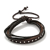 Adjustable PU Leather & Waxed Cords Braided Multi-strand Bracelet BJEW-F468-07-2