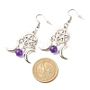 Woven Net with Natural Gemstone Dangle Earrings EJEW-JE04945-6
