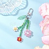 3Pcs Colors Cat Eye & Glass Seed Beaded Flower Pendant Decorations HJEW-TA00383-4