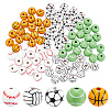 100Pcs 5 Style Painted Natural Wood European Beads WOOD-SC0001-40-1