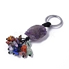 Natural Amethyst Nugget with Mixed Gemstone Chips Tassel Keychains KEYC-P012-02P-04-1