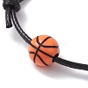 Sport Theme Acrylic Braided Bead Bracelet with Waxed Polyester Cords BJEW-JB10152-4