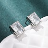 Brass Micro Pave Clear Cubic Zirconia Stud Earrings EJEW-C174-02D-P-2