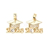 Brass Micro Pave Clear Cubic Zirconia Pendants KK-D223-01G-1