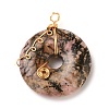 Donut/Pi Disc Natural Gemstone Pendants PALLOY-JF00508-2