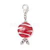 Flat Round Handmade Lampwork Pendant Decoration HJEW-JM03811-4