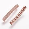 Brass Micro Pave Cubic Zirconia Tube Beads ZIRC-N025-60RG-1