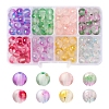 176Pcs 8 Colors Frosted Spray Painted Glass Beads GLAA-YW0001-38-1