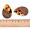 Transparent Resin & Walnut Wood Big Pendants RESI-T058-05K-4
