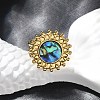 Flat Round 304 Stainless Steel Paua Shell Finger Rings for Women RJEW-G346-08G-01-2