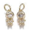 Brass Micro Pave Clear Cubic Zirconia Pendants ZIRC-Z003-17G-1