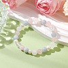 Natural Rose Quartz & White Jade & Pearl Round Beaded Stretch Bracelets for Women BJEW-JB11041-01-2