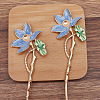 Alloy Enamel Lotus Hair Sticks OHAR-PW0006-24E-1