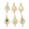 Brass Pave Shell Feather Connector Charms KK-I357-03G-1