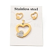 Double Heart Stud Earrings with 316 Stainless Steel Pins and Crystal Rhinestone Pendant SJEW-F218-03G-7