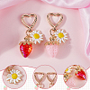 2Pcs 2 Colors Strawberry & Flowers Alloy Enamel & Acrylic Pendant Decoration HJEW-SP0001-13-5