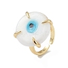 Lampwork Evil Eye Open Cuff Ring RJEW-C051-01G-06-1