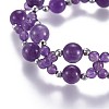 Natural Amethyst Beads Multi-strand Bracelets BJEW-JB04193-05-2