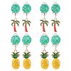 ARRICRAFT 4 Pairs 2 Style Coconut Tree & Pineapple Enamel Dangle Clip-on Earring EJEW-AR0001-08-1