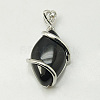Natural Dyed & Heated Black Agate Pendants G-G073-3-1