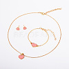 Heart Alloy Enamel Link Bracelets & Stud Earrings & Pendant Necklaces for Women FS-WG7E308-04-2