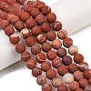 Frosted Natural Red Jasper Beads Strands G-C270-M01-10mm-1