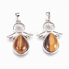 Natural Tiger Eye Pendants G-P378-E03-1