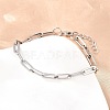 304 Stainless Steel Link Paperclip Chain Bracelet & Necklace Jewelry Sets SJEW-L199-05P-3