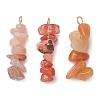 Gradient Color Natural Red Aventurine & Natural Sunstone & Natural Topaz Jade Chip Beaded Pendants PALLOY-JF02795-09-1