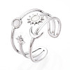 304 Stainless Steel Cuff Rings Components STAS-N113-03P-1